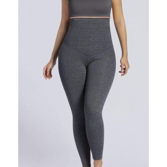 Curveez Curvy Hi-Waist Shaping Compression Leggings Gray Support L Large New - Picture 1 of 10